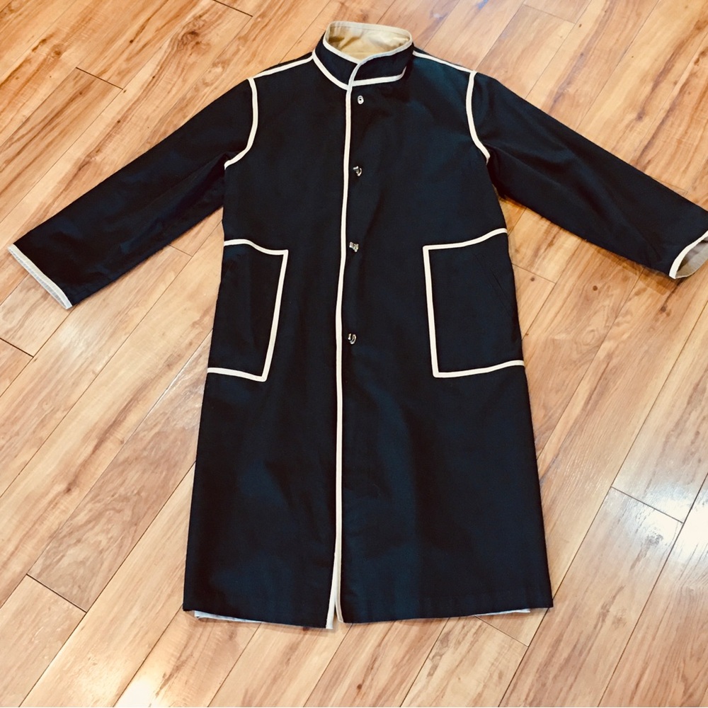 Bonnie Cashin vintage long trench coat duster jacket rain slicker black large